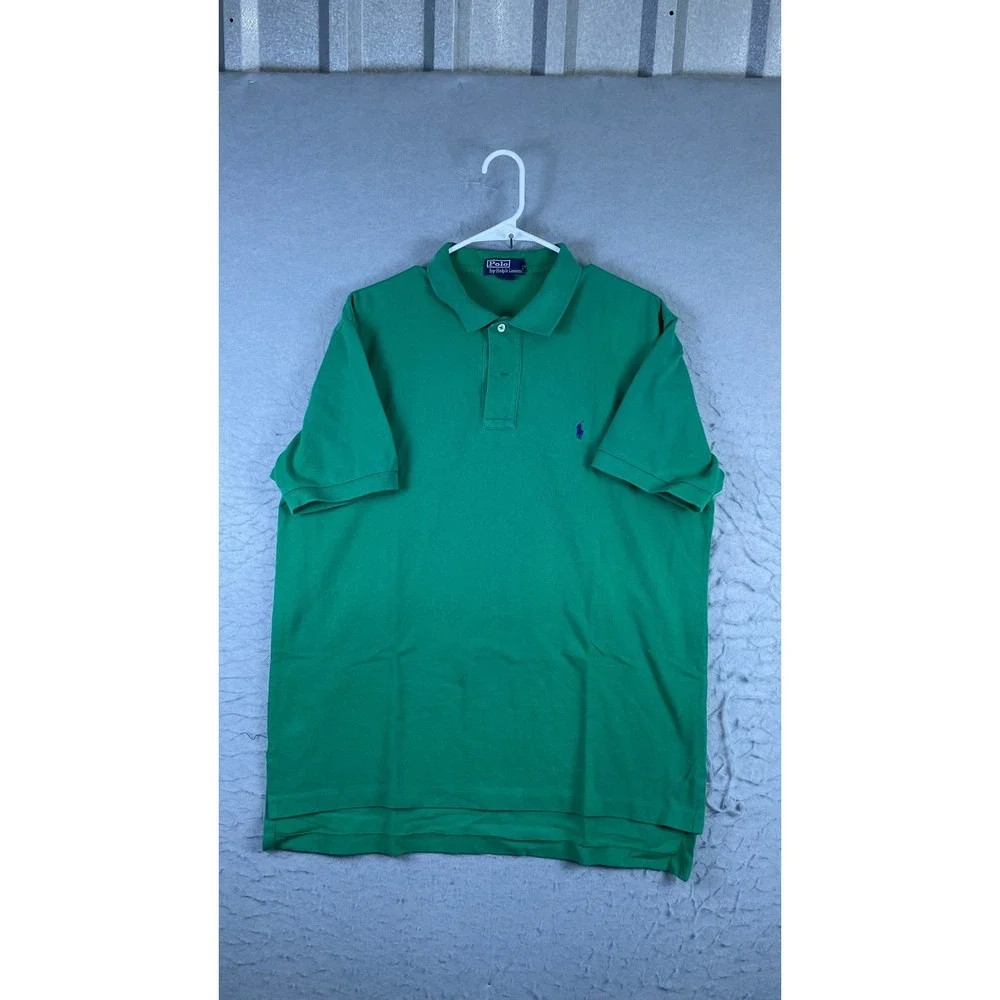 Polo Ralph Lauren Polo Shirt Mens L Green Excellent Classic Fit Pique Pony Logo